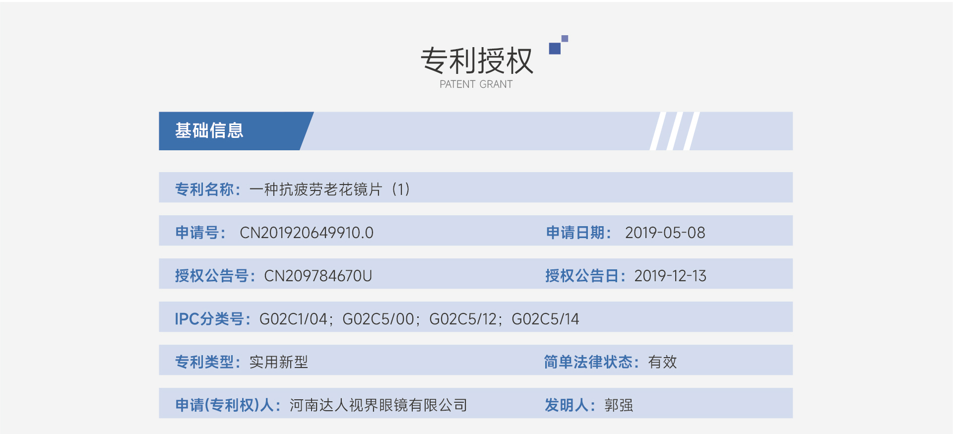 达人视界抗疲劳老花镜片